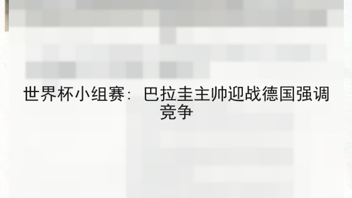 世界杯小组赛: 巴拉圭主帅迎战德国强调竞争
